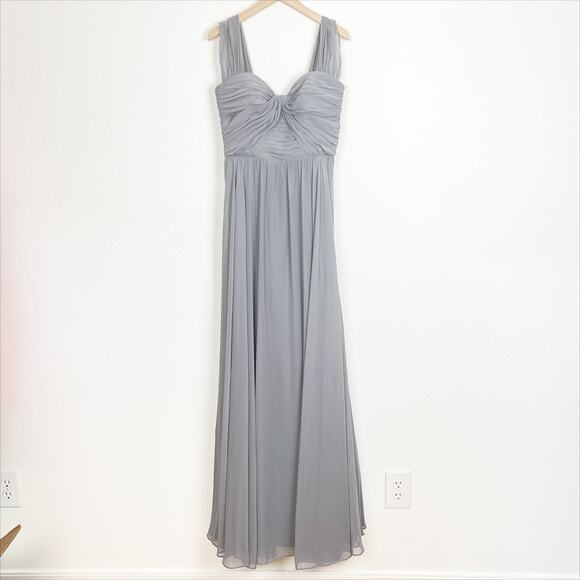 Jenny Yoo Bridesmaid Chiffon Dress Charcoal Gray 4L - Picture 2 of 12